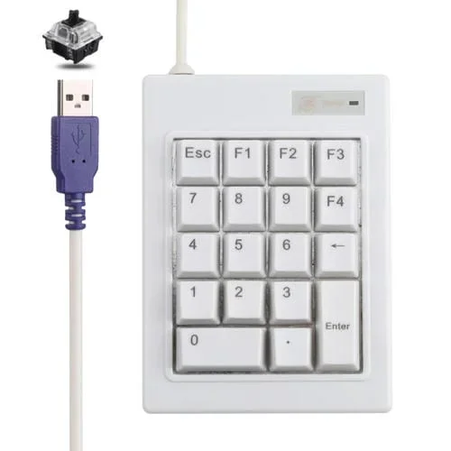 Teclado Mini Numérico Dx-18A 18 Claves USB Cableado (Blanco)