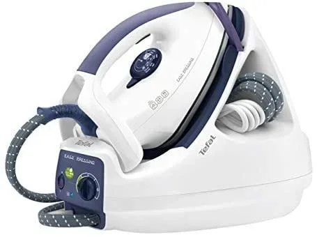 Tefal Easy Pressing GV5245E0 Centro de planchado, 4.5 bares, 1.7 L, acero inoxidable, color lila y blanco