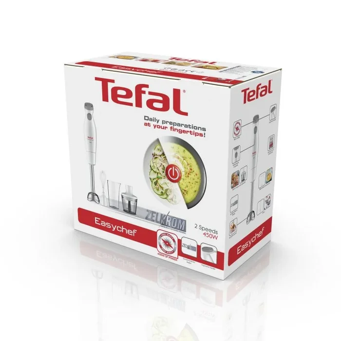 Tefal hb4531 batidora batidora de mano acero inoxidable, blanco 450 w