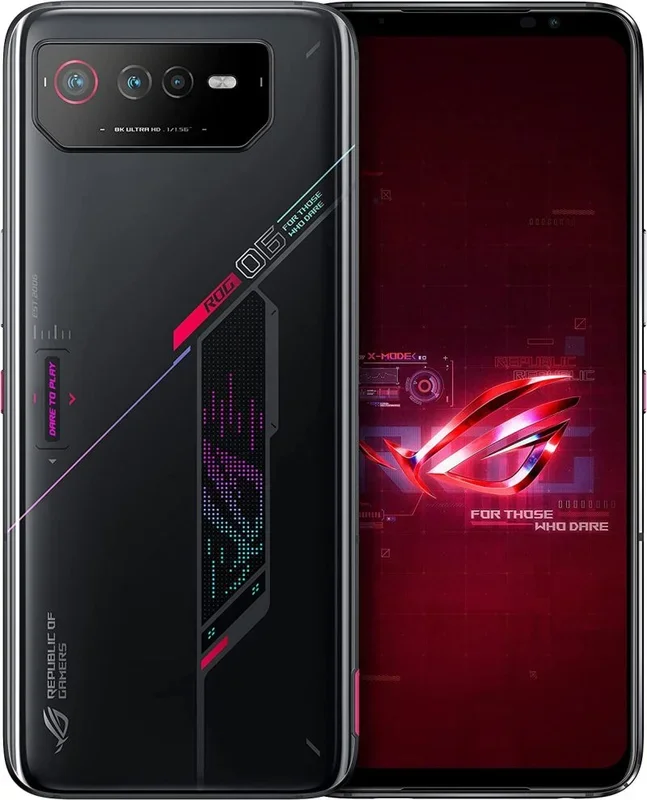 Teléfono Asus Rog Phone 6. Banda 5G. Color Negro (Black) 256 GB de Memoria Interna, 12 GB de RAM, Pantalla AMOLED de 6,78″. Dual SIM. Triple cámara trasera de 50 MP. Android 12. Smartphone libre.