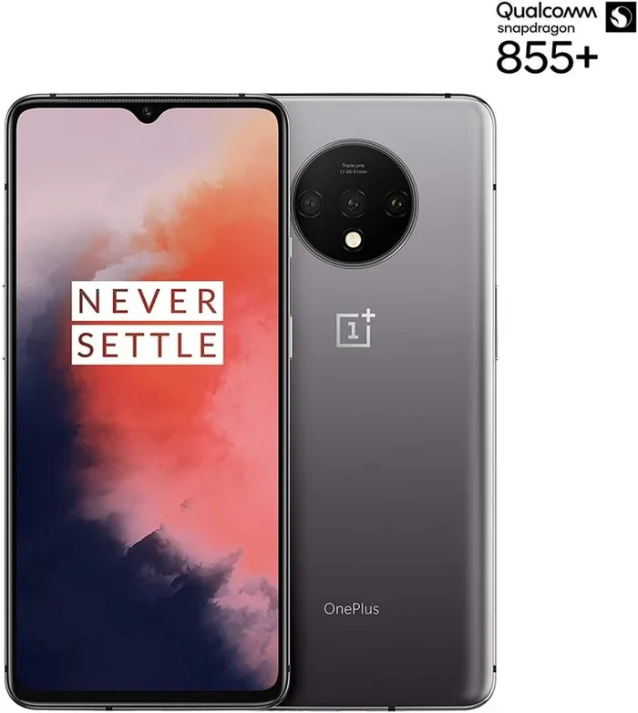 Teléfono OnePlus 7T, Color Plata Esmerilada (Frosted Silver), 128 GB de Memoria Interna, 8 GB de RAM, Dual SIM, Pantalla AMOLED de 6.55”,| Triple Cámara de 48 MP. Nuevo Smartphone completamente libre.