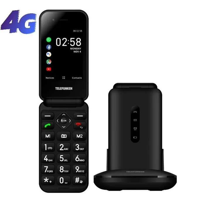 Telefunken S740 7,11 cm (2.8″) 129 g Negro Teléfono para personas mayores