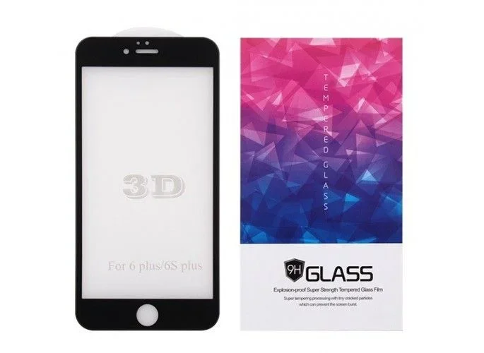 Tempered glass 3d for iphone 6/6s black – 9h surface hardness – retail pack