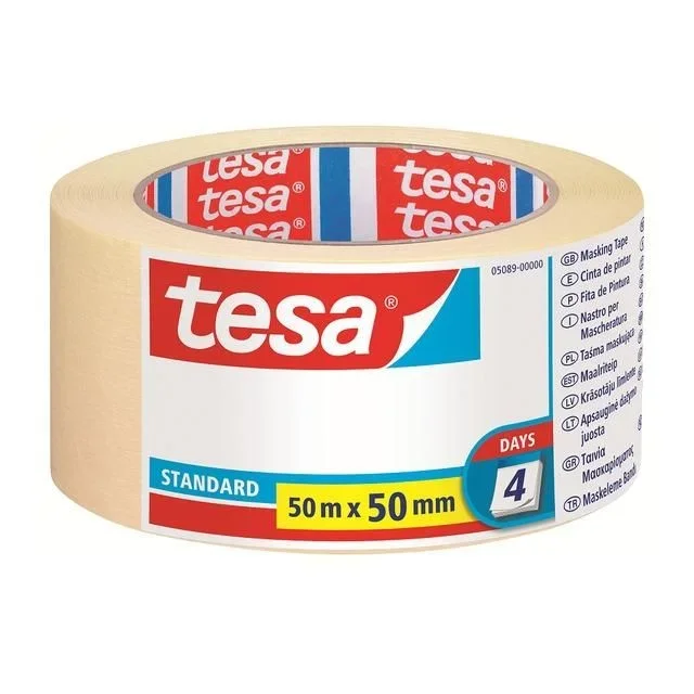 TESA 05089-00000-02 cintas de pintar 50 m Cinta de pintor multiusos Apto para uso en interior Adecuado para uso en exteriores Papel Amarillo