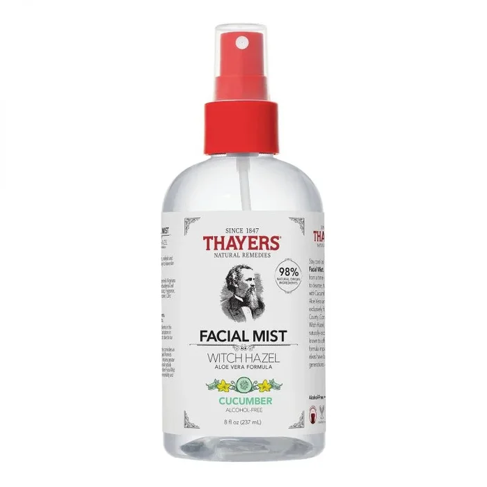 Thayers Tónico Bruma Facial de Hamamelis Suaves Aloe Vera Orgánico – Pepino – Ilumina y cierra los poros – sin alcohol – vegano – 98% de ingredientes naturales – probado por dermatólogos – 237 ml