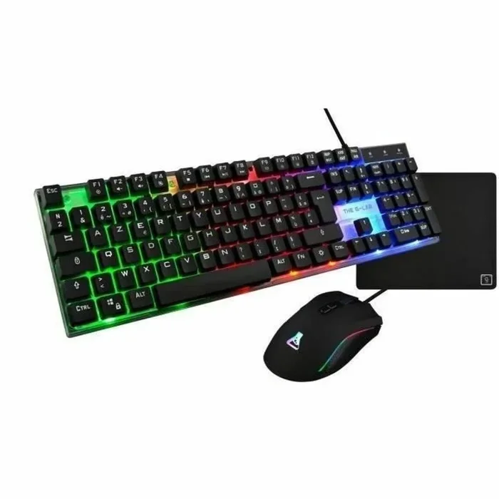 THE G-LAB – Combo Ytrium – Pack Gaming Azerty RGB, Teclado Gamer 105 Teclas y 19 Teclas antighosting – Ratón Gamer 2400 dpi – Alfombrilla de ratón para Juegos – Pc Ps4 Ps5 – New