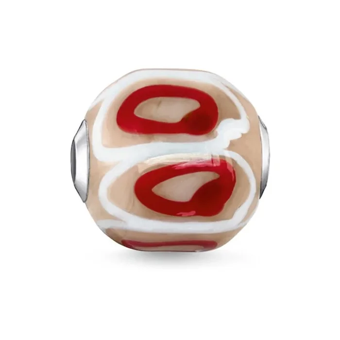 Thomas Sabo Bead Karma K0252-017-19 – Cuenta para mujer, diseño de plata 925, color beige, blanco y rojo