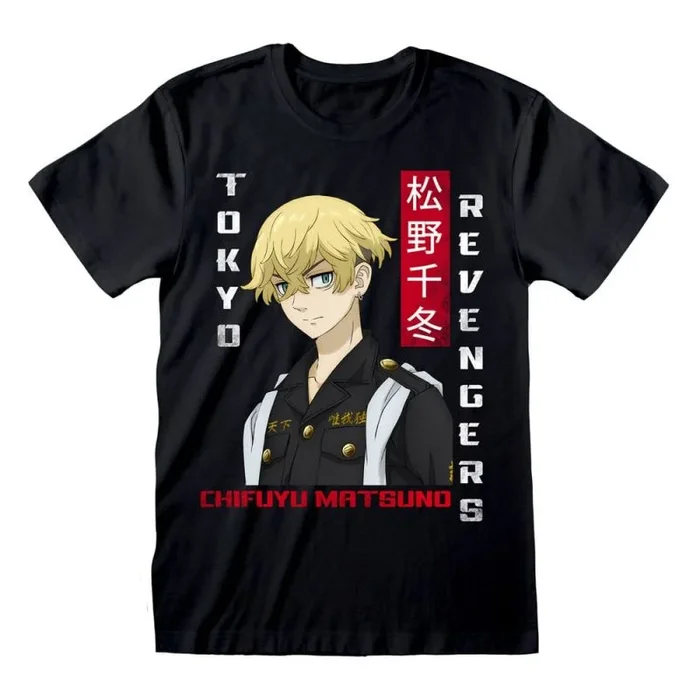 Tokyo Revengers Chifuju Hombre Camiseta Negro S 100% algodón Regular