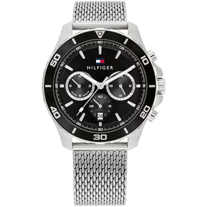 Tommy Hilfiger Reloj analógico de Cuarzo para Hombre con Correa de Acero Inoxidable 1792092, Negro, Pulsera