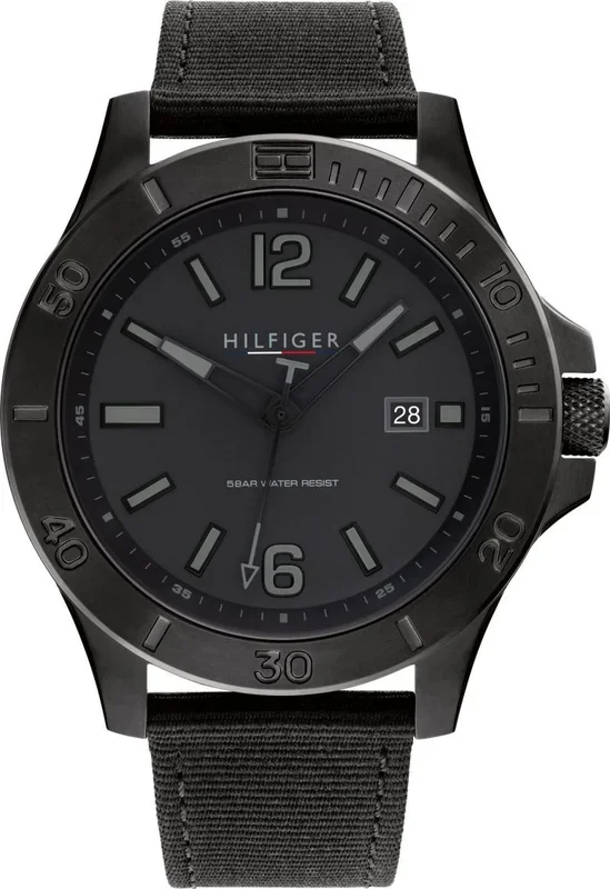 Tommy Hilfiger Reloj Analógico de Cuarzo para hombre con correa de tejido con plástico del océano Negro – 1791993