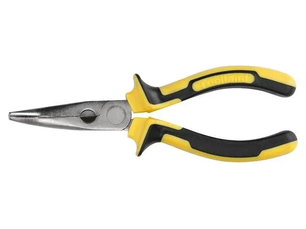TOOLLAND – HP07N 176721 – Alicates de punta curvada de acero al cromo vanadio, 165 mm de longitud, negro/amarillo