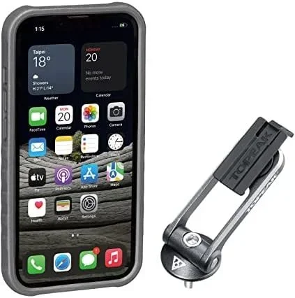 Topeak, Funda Smartphone Ridecase para iPhone 13 Pro con Soporte Incluido Unisex Adulto, Negro/Gris