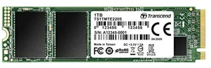 Transcend 1TB MTS220S NVMe PCIe Gen3 x4 M.2 2280 Disco de Estado Sólido Interno 3D TLC NAND con Caché DRAM TS1TMTE220S