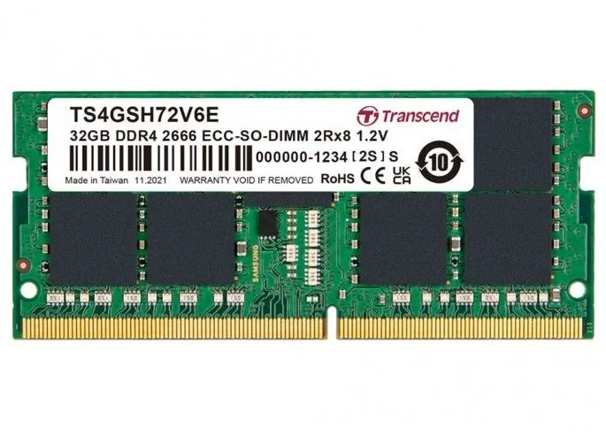 Transcend TS4GSH72V6E módulo de memoria 32 GB 2 x 16 GB DDR4 2666 MHz ECC