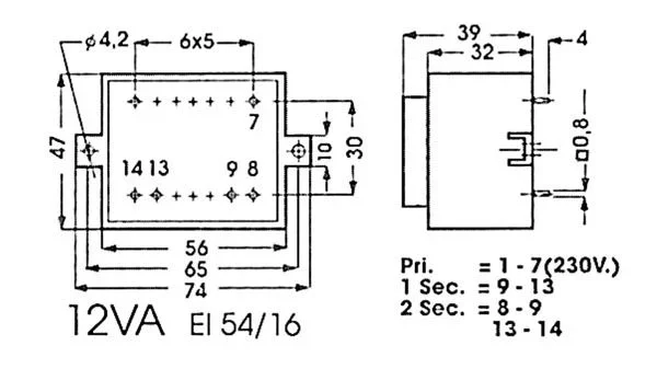 Transformador encapsulado 12va 2 x 12v / 2 x 0.500a