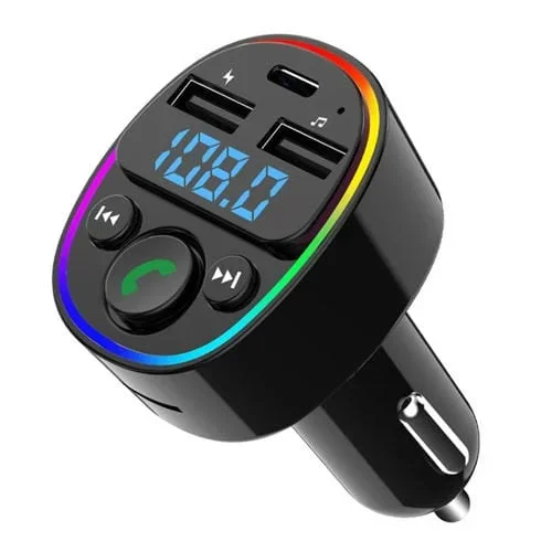 Transmisor Fm de Audio con Reproductor de Mp3 Bluetooth para Automóvil con Luz Ambiental