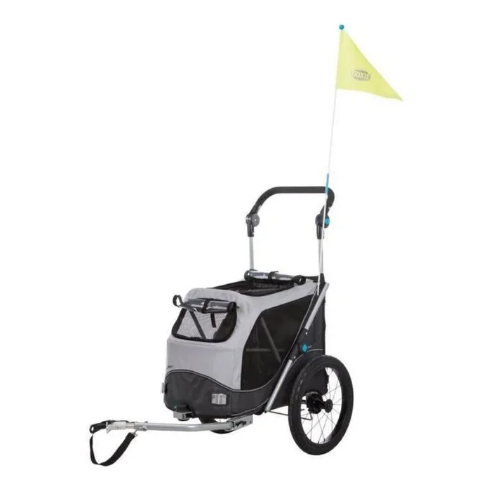 TRIXIE Remolque para Perro para Bicicleta 46 x 50 x 67 cm hasta 22 kg – Remolque Reflectante para Bicicleta con práctica función de Plegado rápido – con cojín Integrado y Correa – 12796