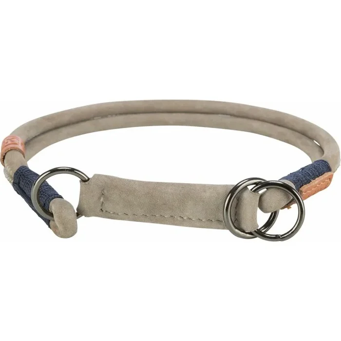 TRIXIE Zug-Stopp 17130 – Collar de Perro BE Nordic de Piel M Gris – Collar cómodo para Perros medianos con limitación de tracción – Resistente y Elegante
