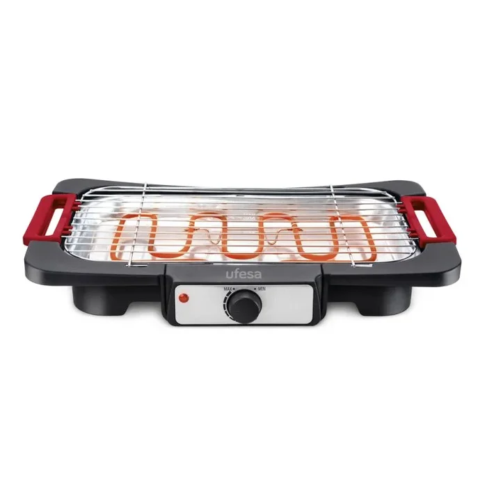 Ufesa BB6020 Barbacoa Eléctrica, 2000W, Superficie de Cocción 41.5×24.5cm, Apagado Automático, Termostato Ajustable, Apto para Lavavajillas, Baja Generación de Humo