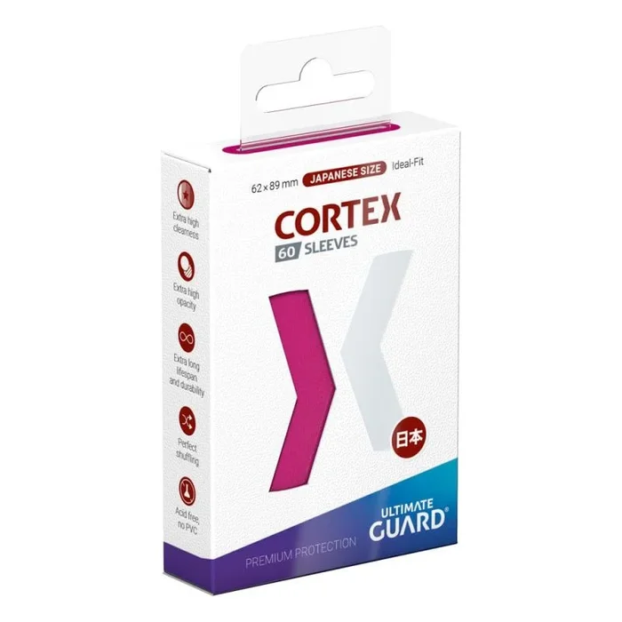 Ultimate Guard Cortex – Fundas para tarjetas, tamaño japonés, 62 x 89 mm, parte trasera rosa, acabado brillante, sin PVC y sin ácidos, alta claridad
