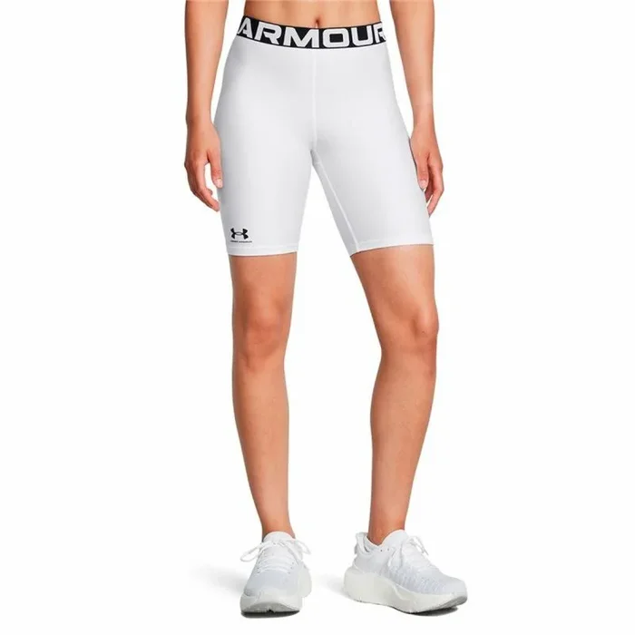 Under Armour HeatGear Authentics – Pantalones cortos de 8 pulgadas, Blanco/Negro, X-Small