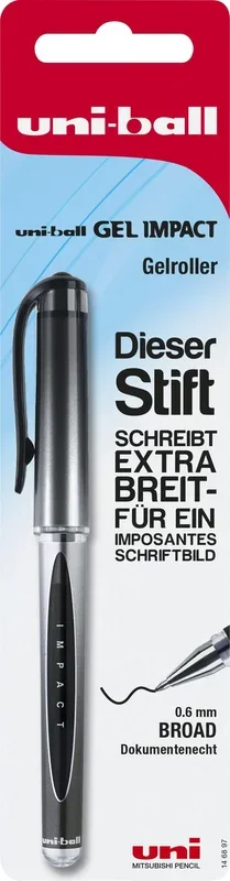 uni-ball 146897 – Roller de gel uni-ball Gel Impact, 0,6 mm, negro, 1 unidad