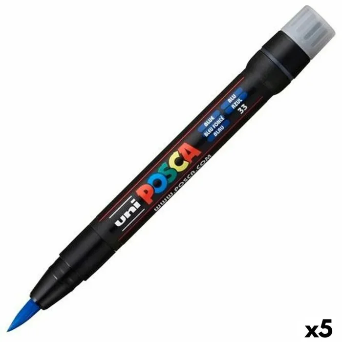 Uni-ball Posca PCF-350 cepillo – azul, pack de 5