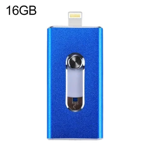 Unidad Flash 3 en 1 Rqw-02 USB 2.0 y 8 Pin Micro USB 16Gb (Azul)