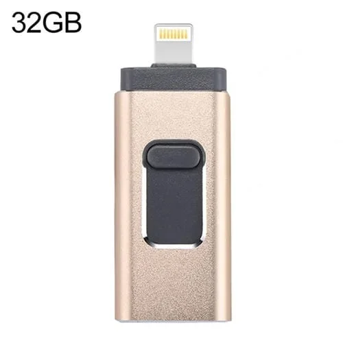 Unidad Flash Easyflash Rqw-01B 3 en 1 USB 2.0 y 8 Pin y Micro USB 32Gb (Oro)