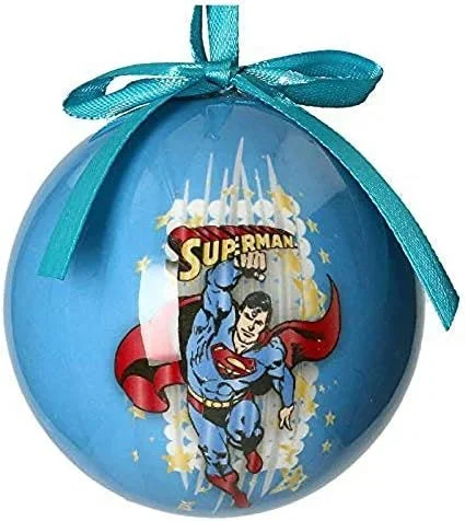 Universo DC Superman Bola de Navidad, Blanco, 8x8x8