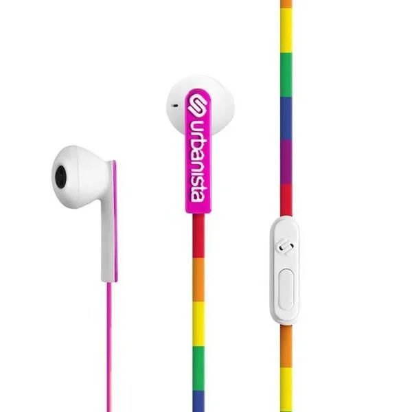 Urbanista Auriculares con Cable In Ear Buds, Auriculares con Micrófono y Asistente de Voz con Pulsación de Botón Earbuds Cable USB C, Entrada Estérea, San Francisco Arcoiris