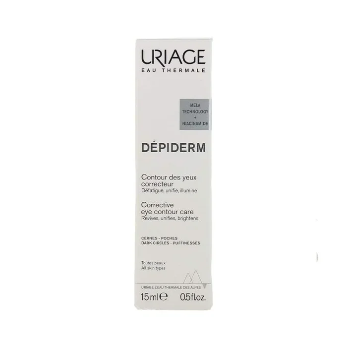 Uriage Dépiderm Contorno de Ojos con Vitamina C y Sulfato de Dextrano- Para Ojeras, Bolsas, Patas de Gallo – Sin perfume – 95% Ingredientes de Origen Natural – 15ml