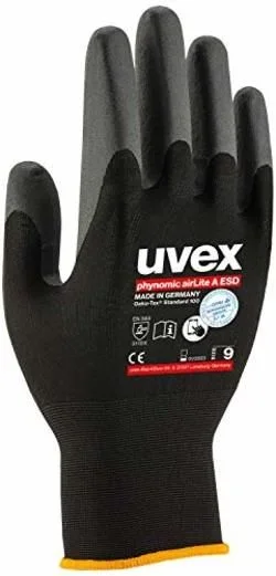 Uvex 60038 Guantes de taller Negro Carbono, Elastano, Poliamida 1 pieza(s)