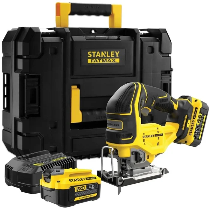 V20 – Sierra de calar sin escobillas de litio (18 V, 2 baterías de 4 Ah STANLEY FATMAX – SFMCS650M2K-QW
