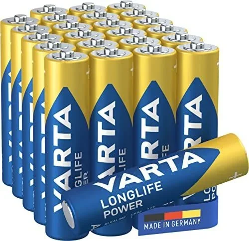 Varta Pila Longlife Power AAA Micro LR03 (paquete de 24 unidades), pila alcalina – «Made in Germany» – Adecuado para juguetes, linternas, mandos y otros aparatos que funcionan con pilas