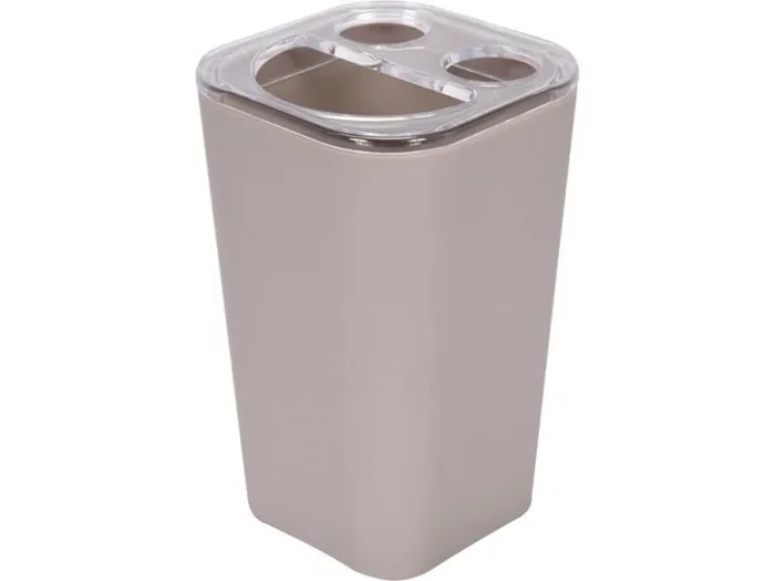 Vaso Cuboid Beige Fala para Cepillos, diseño elegante y práctico para baño, estilo moderno y duradero