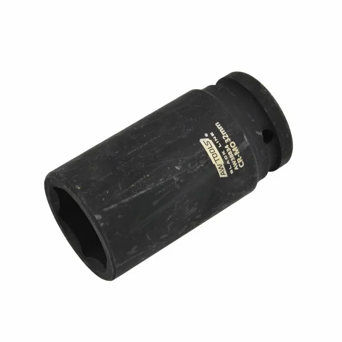Vaso de impacto hexagonal largo 3/4″ AWTOOLS, 41mm, herramienta profesional para mecánica pesada, acero CrMo, alta resistencia, línea Black Line.