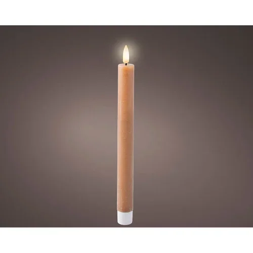Vela de cera led color marrón, ø2,2 x 24,5 cm. pack 2 unidades
