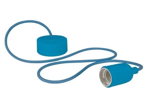 Vellight Suspensión de silicona con cordón textil, 100 cm, en altura ajustable, E27, azul