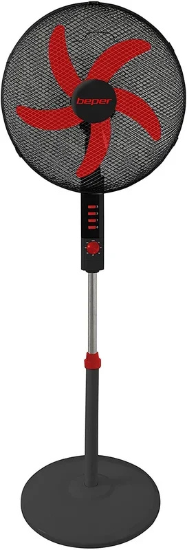 Ventilador beper ve114 45cm de diametro 3 velocidades oscilacion pie regulable en altura negro y rojo