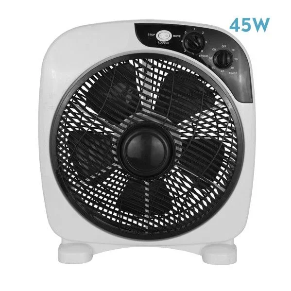Ventilador sobremesa borja 45w blanco/negro 3vel. 5 aspas temporizador 41×37,5×12,5cm