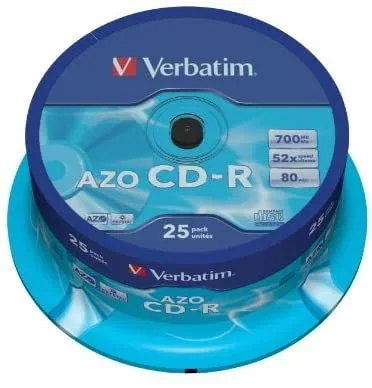 Verbatim AZO CD-R 52X 700MB Crystal 25 Pack, 43352 (25 Pack)