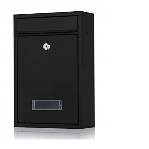 Virone Bali Buzon Exterior de Acero Galvanizado con Placa De Identificación y Llave (Negro)