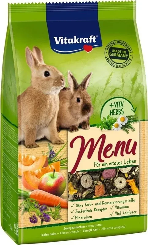Vitakraft 25542 comida para animal de pequeño tamaño Paquete de bolsas de pienso 3 kg Conejo enano