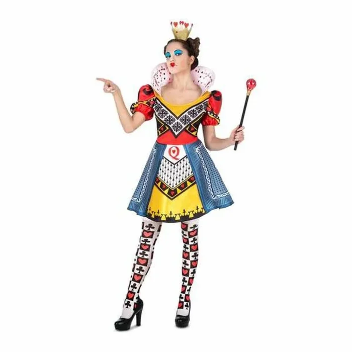 viving- Disfraz Reina De Corazones Diadema con Corona, Vestido Y Medias Talla S (1)