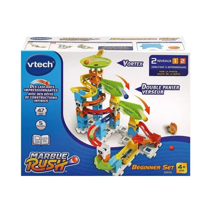 VTech – Marble Rush, Circuito de Bolas Beginner Set S200, Juego de construcción, 47 Piezas, 5 Bolas, Regalo para niños a Partir de 4 años – Contenido en francés