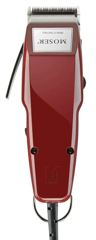 Wahl 01400-0016 Moser Classic – Cortapelos profesional de acero con cable, 0,7-3 mm, cuchillas de estrella de acero inoxidable para corte de precisión, color rojo