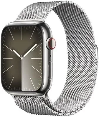 Watch series 9 gps + cellular 45mm silver stainless steel case with silver milanese loop