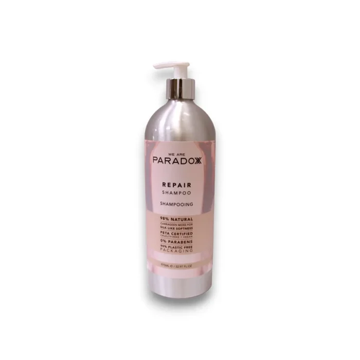 WE ARE PARADOXX Champú de reparación tamaño jumbo 975 ml, restaura el cabello dañado con musgo de carragena irlandés para fortalecer y aceite de babassu para acondicionar, natural, libre de plástico, vegano, libre de sulfatos, libre de crueldad