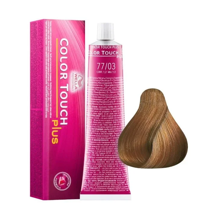 Wella Color Touch Plus 77/03 mittelblond Intensivo Natural de oro, 2 unidades (2 x 60 ml)